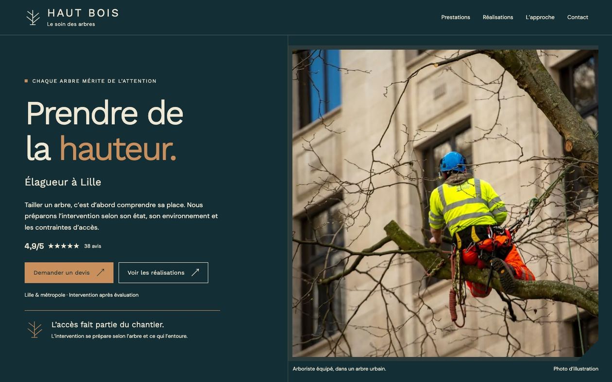 Démonstration fictive HAUT BOIS : site de paysagiste sur ordinateur