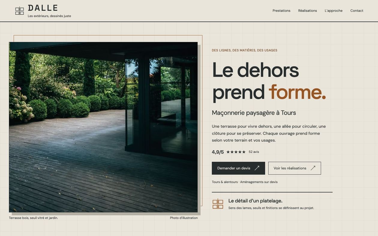 Démonstration fictive DALLE : site de paysagiste sur ordinateur