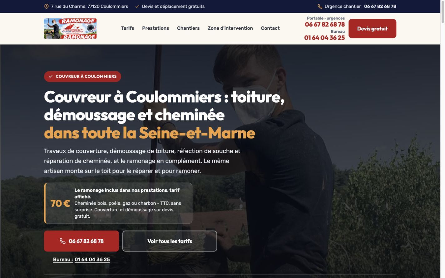 Accueil du site Le Petit Couvreur du 77 sur ordinateur