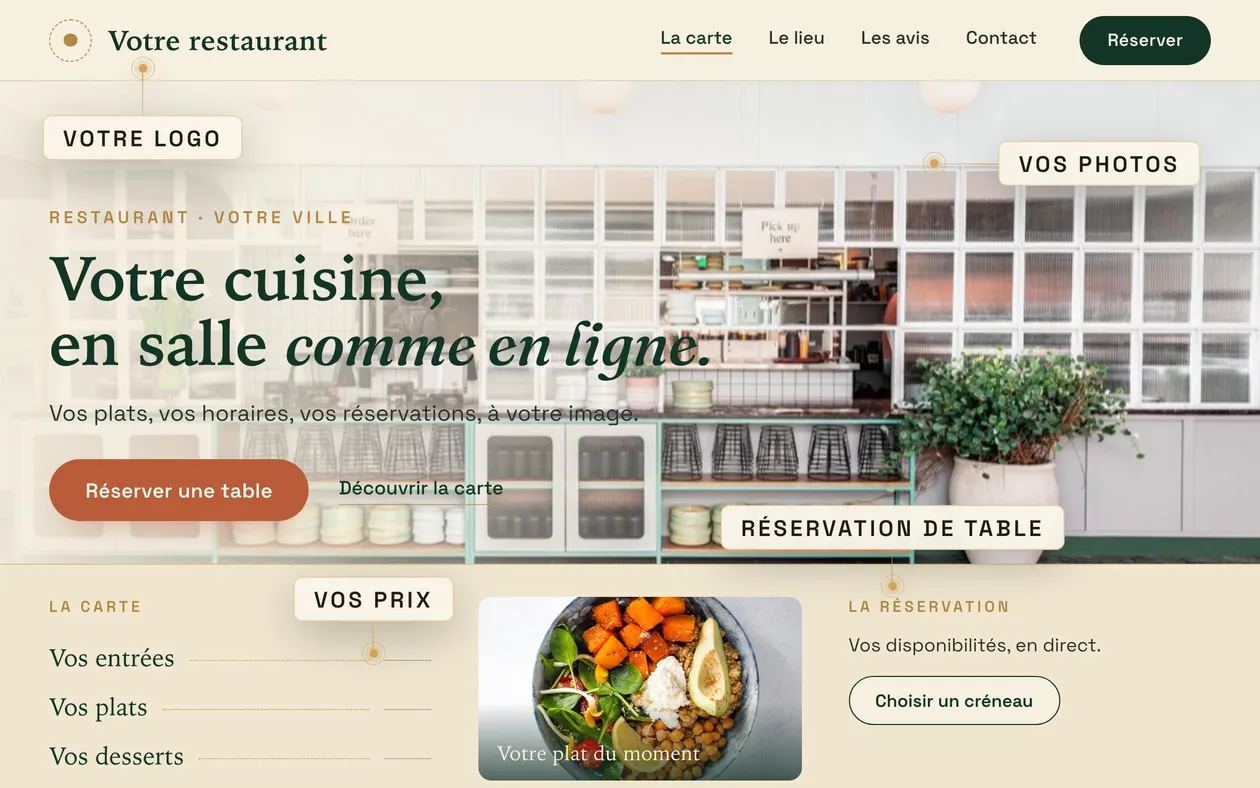 Maquette d’un site de restaurant conçue par Nabyte Studio